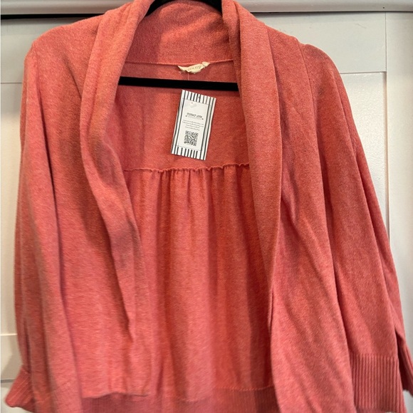Eileen Fisher Women M Open Front Shawl Collar Cardigan Sweater Pink Org Cotton - Picture 3 of 4